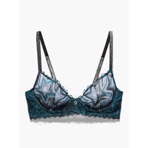 Savage X Fenty Shining Star Embroidered Unlined Demi Bra Wildflower Blue 32D